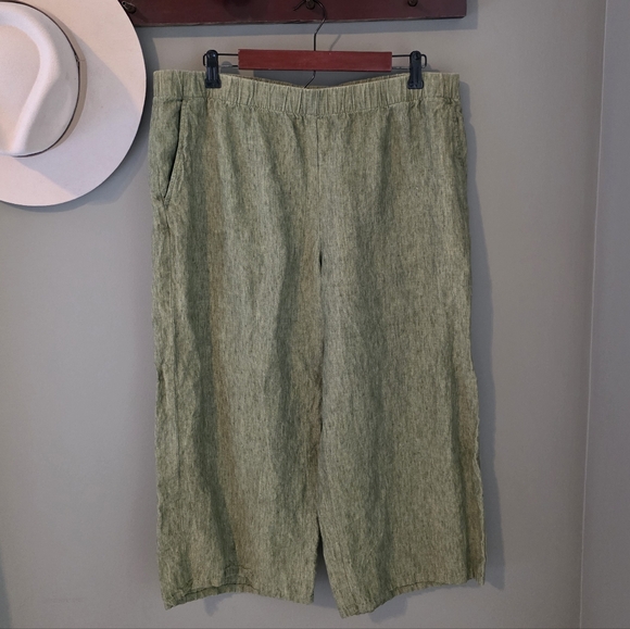 Eileen Fisher Organic Linen Green Pants Size XL - Picture 2 of 12